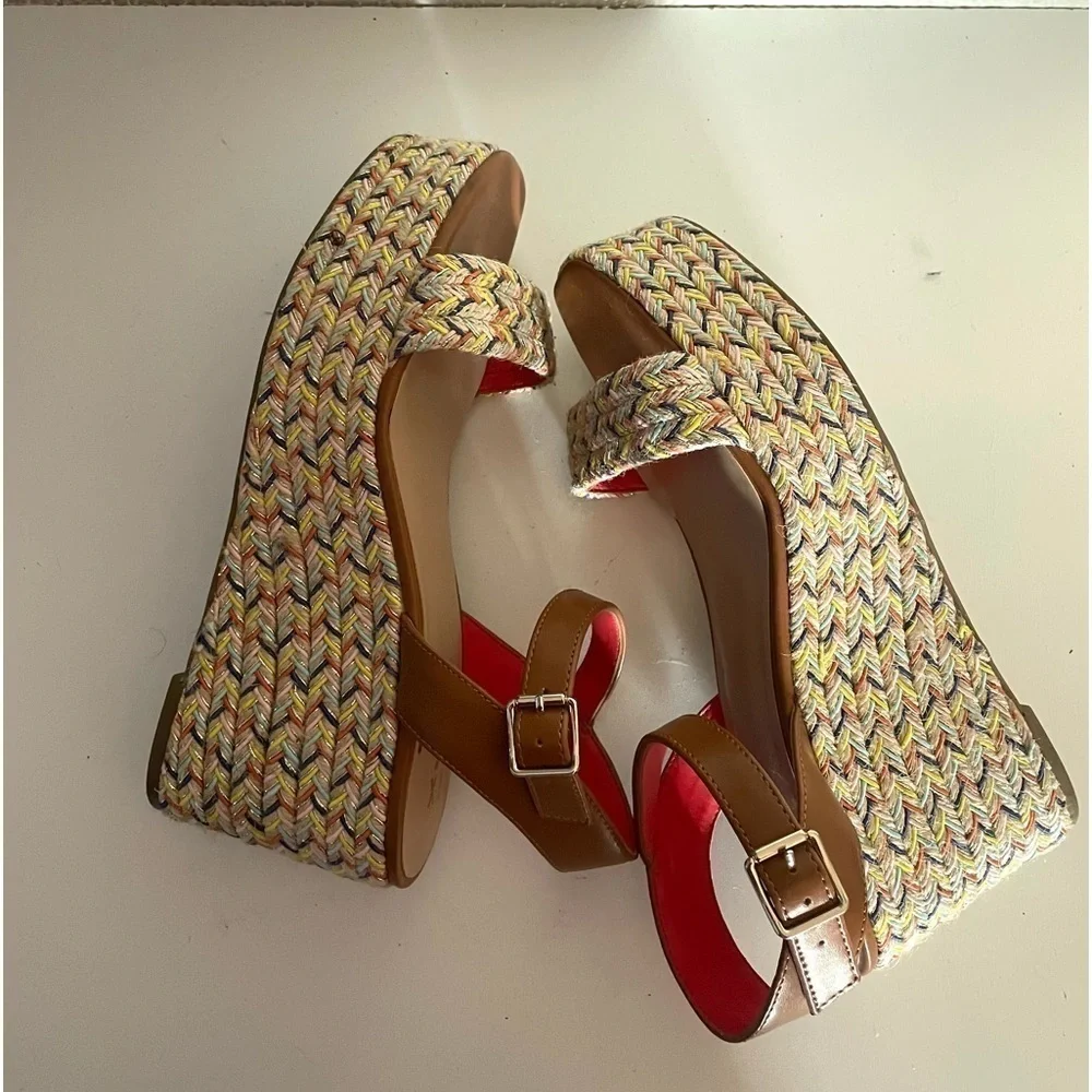 MIX NO. 6 Cammie multicolor open toe wedge platform sandal espadrille size 8